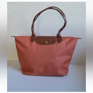 Longchamp Le Pliage Medium Peach Orange Shopping Bag